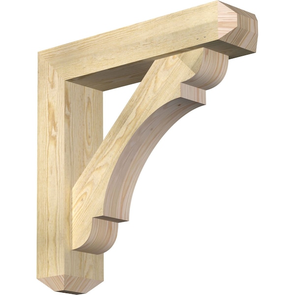 Ekena Millwork Olympic Craftsman Rough Sawn Bracket w/ Offset Brace, Douglas Fir, 6"W x 26"D x 26"H BKT0604X26X26OLY04RDF - main